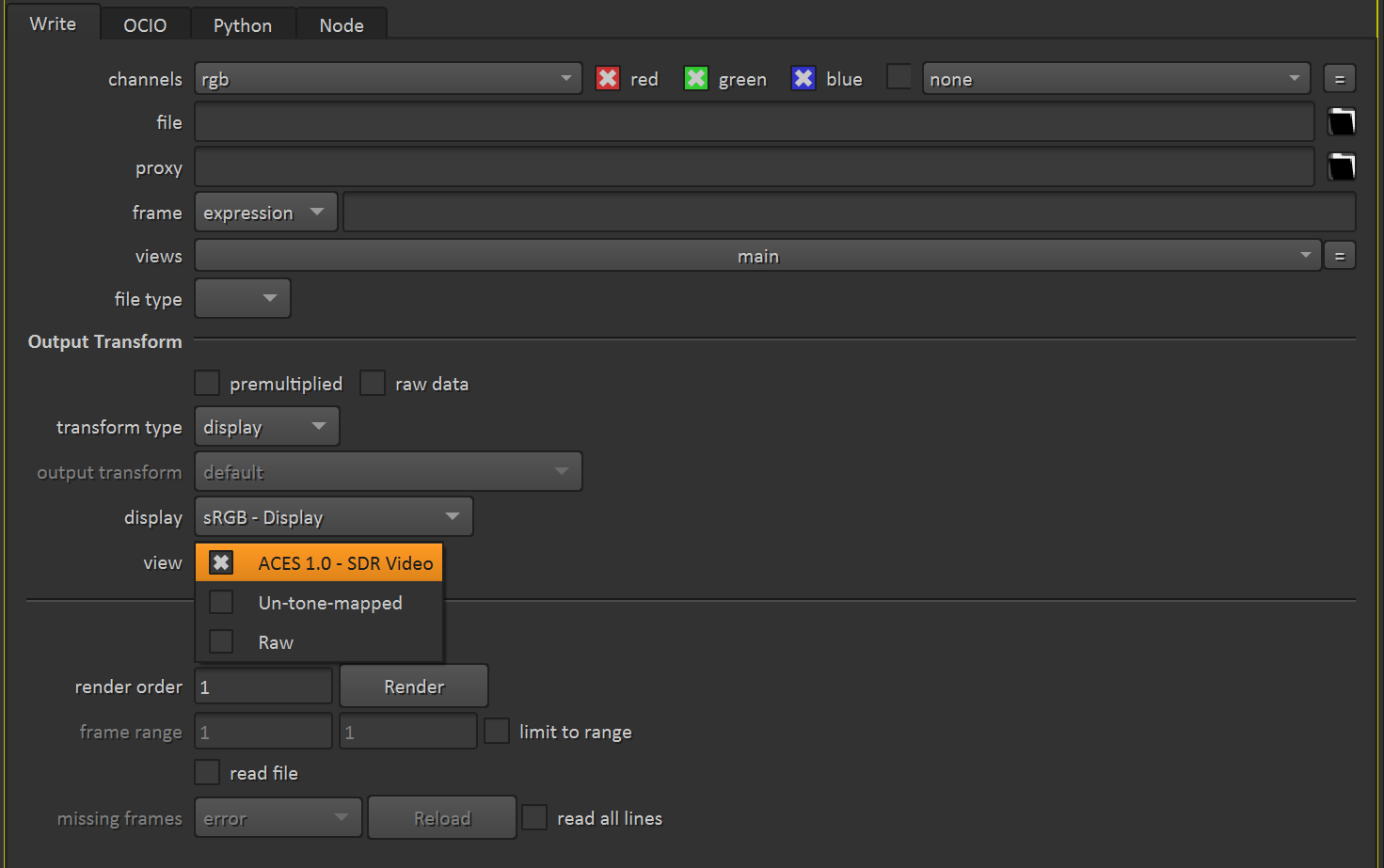 Nuke export for non-HDR formats